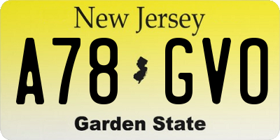 NJ license plate A78GVO