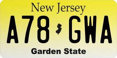 NJ license plate A78GWA