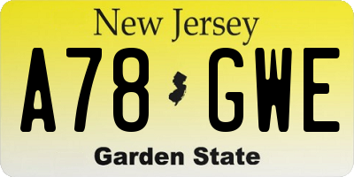 NJ license plate A78GWE