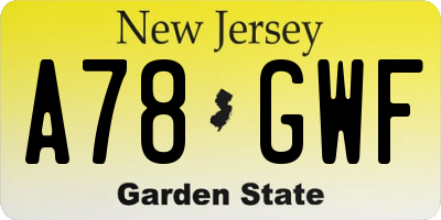 NJ license plate A78GWF