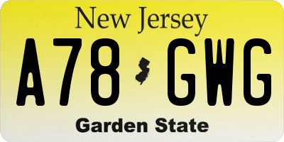 NJ license plate A78GWG