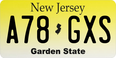 NJ license plate A78GXS