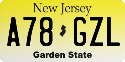 NJ license plate A78GZL