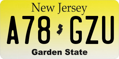 NJ license plate A78GZU