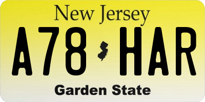 NJ license plate A78HAR