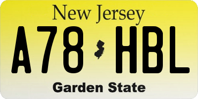 NJ license plate A78HBL