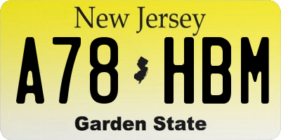 NJ license plate A78HBM