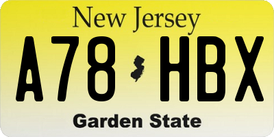 NJ license plate A78HBX