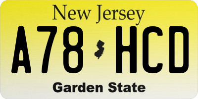 NJ license plate A78HCD