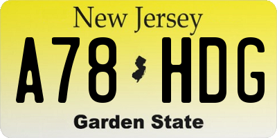NJ license plate A78HDG