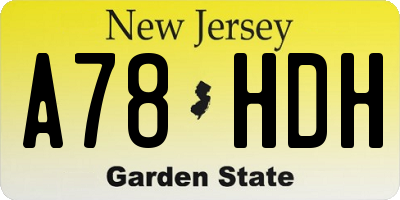 NJ license plate A78HDH