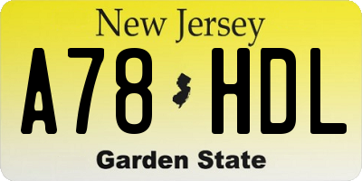 NJ license plate A78HDL