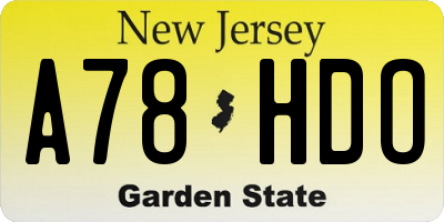 NJ license plate A78HDO