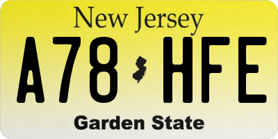 NJ license plate A78HFE