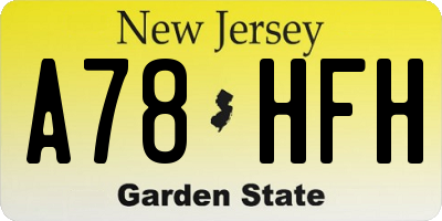 NJ license plate A78HFH