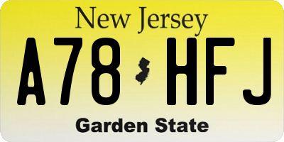 NJ license plate A78HFJ