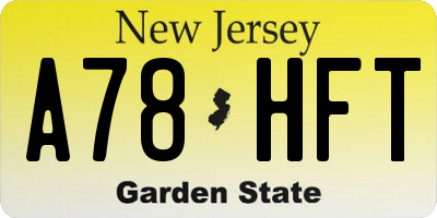 NJ license plate A78HFT