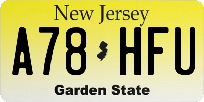 NJ license plate A78HFU