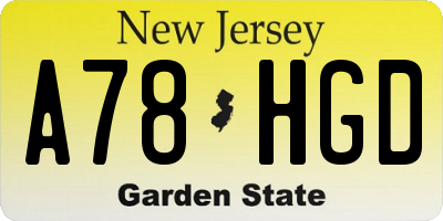 NJ license plate A78HGD