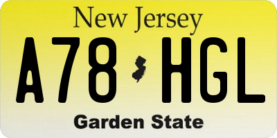 NJ license plate A78HGL