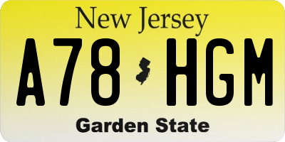 NJ license plate A78HGM