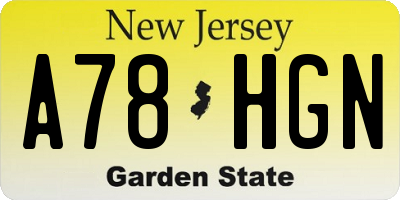 NJ license plate A78HGN