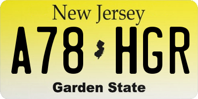 NJ license plate A78HGR