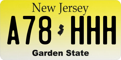 NJ license plate A78HHH
