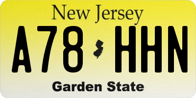 NJ license plate A78HHN