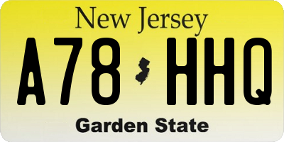 NJ license plate A78HHQ