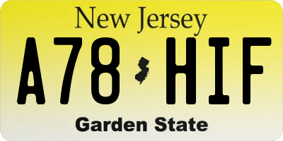 NJ license plate A78HIF