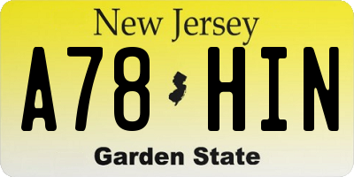 NJ license plate A78HIN
