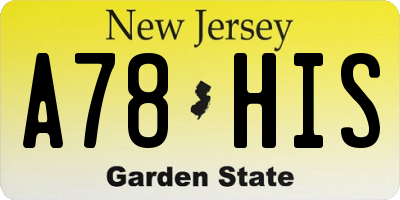 NJ license plate A78HIS
