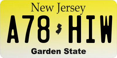 NJ license plate A78HIW