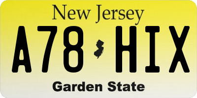 NJ license plate A78HIX
