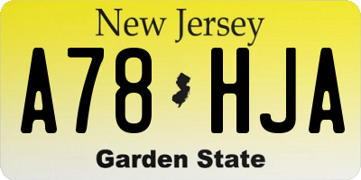 NJ license plate A78HJA