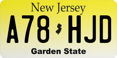NJ license plate A78HJD