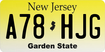 NJ license plate A78HJG