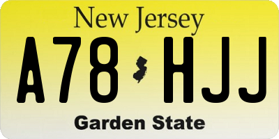 NJ license plate A78HJJ