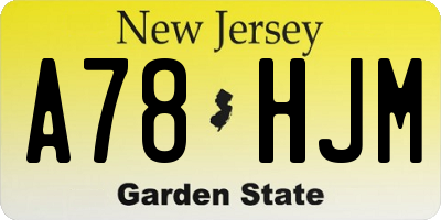 NJ license plate A78HJM