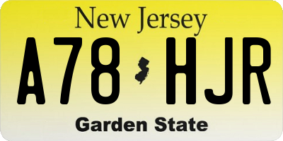 NJ license plate A78HJR