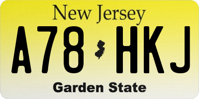 NJ license plate A78HKJ