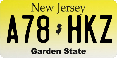 NJ license plate A78HKZ