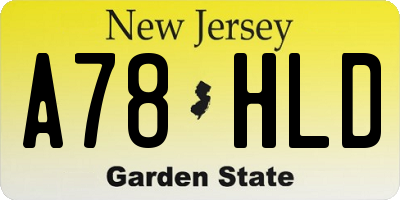 NJ license plate A78HLD
