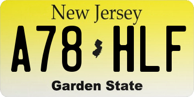 NJ license plate A78HLF