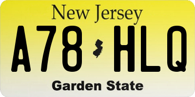 NJ license plate A78HLQ
