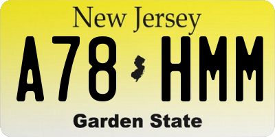 NJ license plate A78HMM