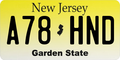 NJ license plate A78HND