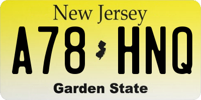 NJ license plate A78HNQ