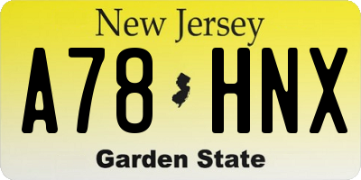 NJ license plate A78HNX